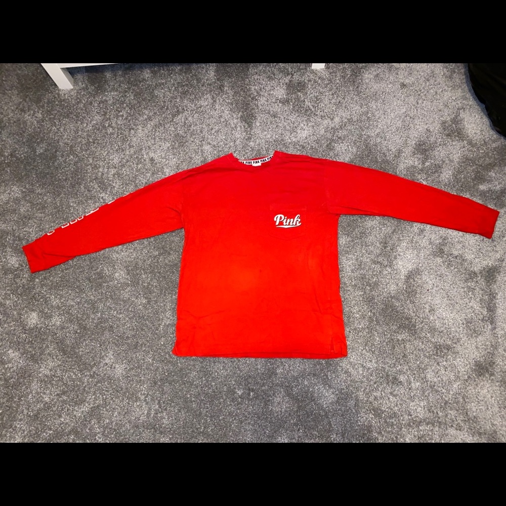 oversized red long sleeve shirt